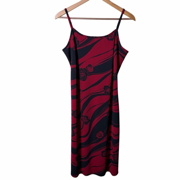 Dresses & Skirts - Vintage 90s Grungy WhimsiGoth Rose Dress Black and Red Size 14